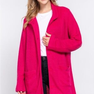 Women's Pink Sweater Coat